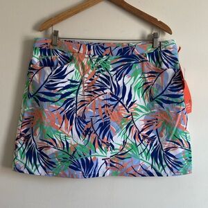 Hearts Of Palm Golf Tropical Leaf Print Skort Sz 16 P